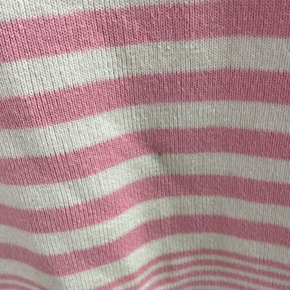 Croft and Barrow Preppy 3/4 Sleeve Sweater Pink and White Striped, Size Large - Picture 6 of 7